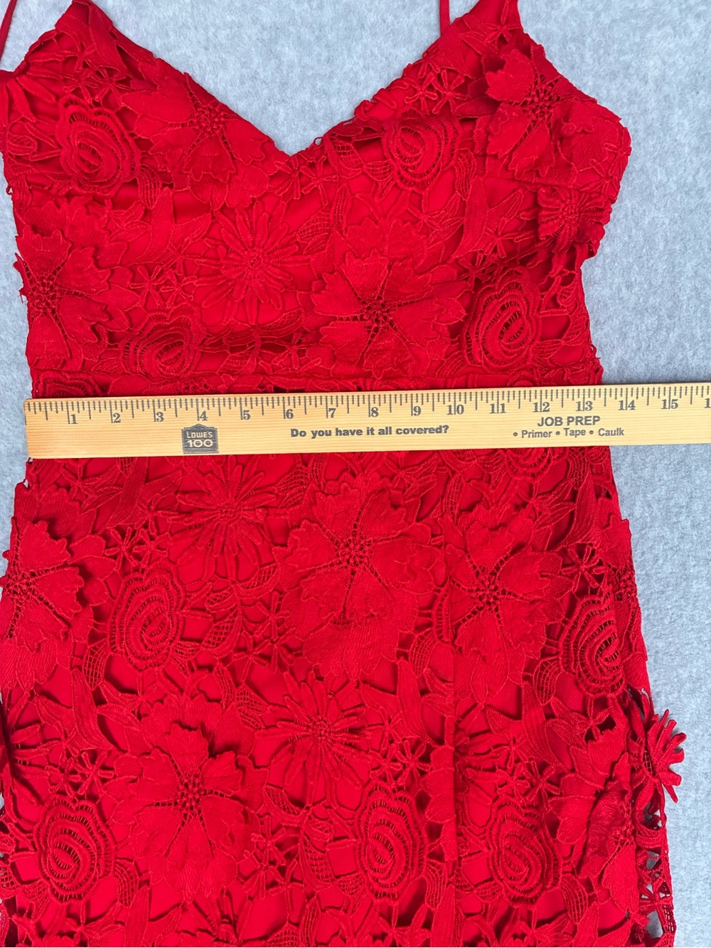 Lulus Steal Your Heart Red Crochet Lace Midi Dress XS Sleeveless Side Slit - Picture 10 of 11